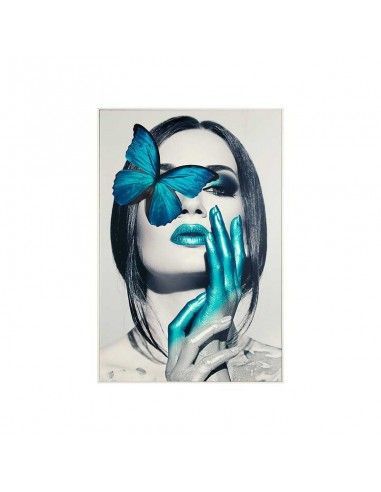 CUADRO MUJER MARIPOSA AZUL 120X80