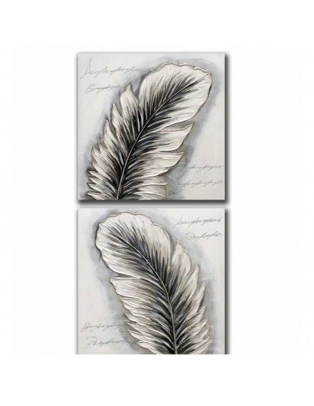 CUADRO PLUMAS SET DE DOS 80x80