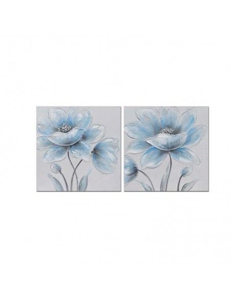 CUADRO LIENZO DE FLOR SET DE DOS 50x50