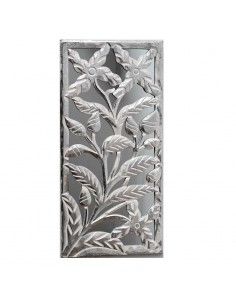 PLACA CALADA DE MADERA BLANCO Y PLATA