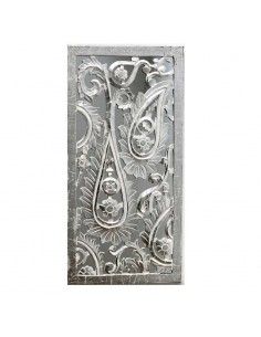 PLACA CALADA DE MADERA BLANCO Y PLATA 90x40