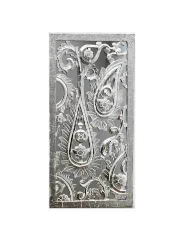 PLACA CALADA DE MADERA BLANCO Y PLATA 90x40