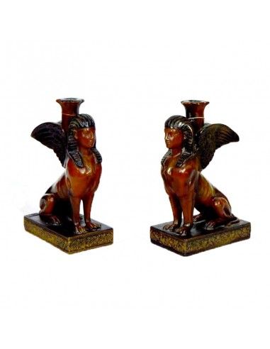 PORTAVELAS CON FIGURA EGIPCIAS