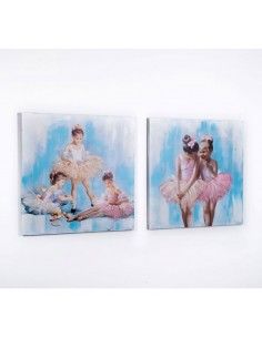 SET CUADROS LIENZO NIÑAS BAILARINA 80x80