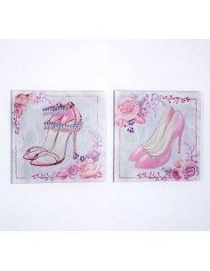 SET DE DOS LIENZOS DE ZAPATOS ROSAS 50x50