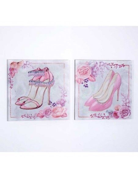 SET DE DOS LIENZOS DE ZAPATOS ROSAS 50x50