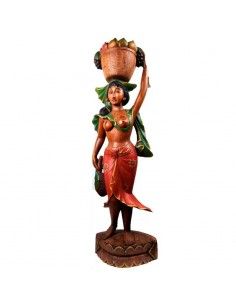 FIGURA DE MUJER EN MADERA DE TECA 155x50