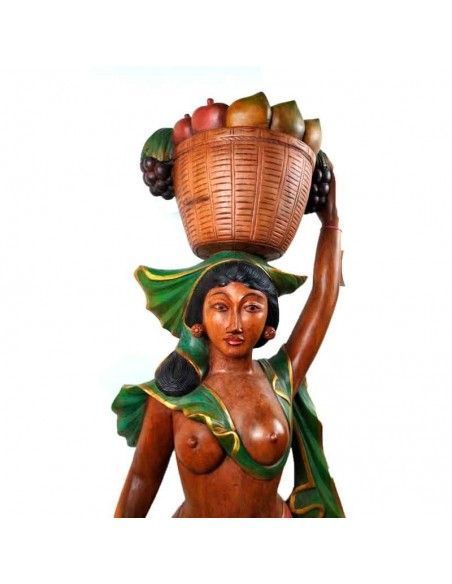 FIGURA DE MUJER EN MADERA DE TECA 155x50