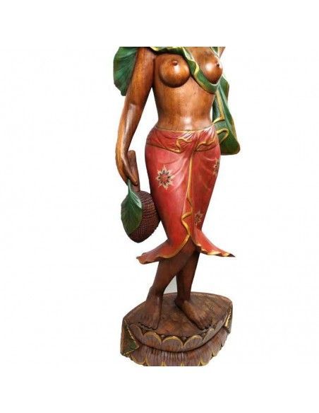 FIGURA DE MUJER EN MADERA DE TECA 155x50