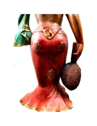 FIGURA DE MUJER EN MADERA DE TECA 155x50