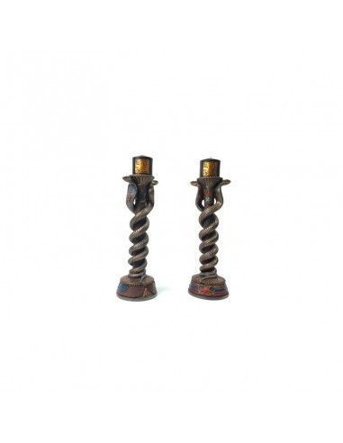 PORTAVELAS DOBLE COBRA EGIPCIO 59X21