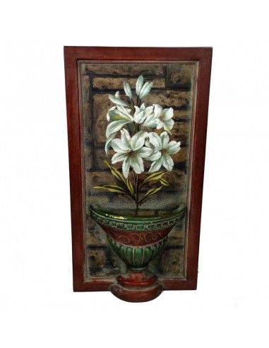 CUADRO JARRON SOBRE MADERA 60x32
