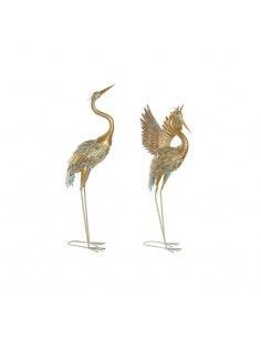 FIGURA GARZA ORO METAL 85x34