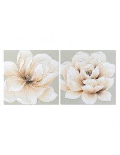 CUADRO FLOR BEIGE SET DE DOS 80x80