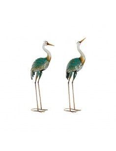 FIGURA GARZA BLANCA METAL 100x32