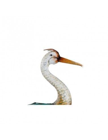 FIGURA GARZA BLANCA METAL 100x32