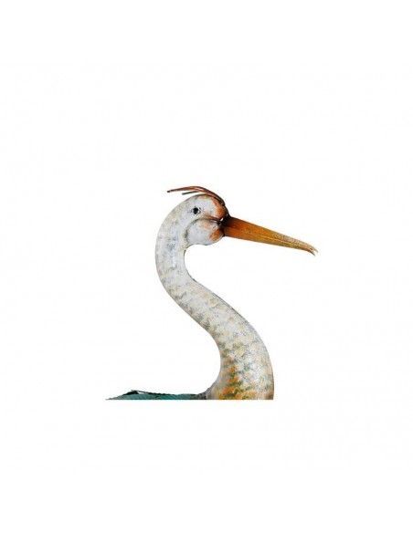 FIGURA GARZA BLANCA METAL 100x32