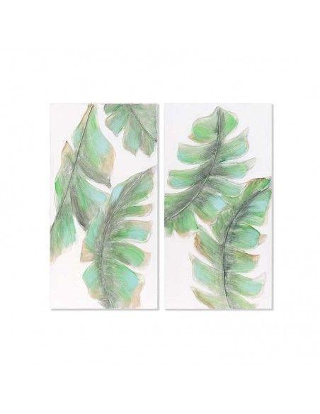 SET CUADRO HOJA DORADA 80x40