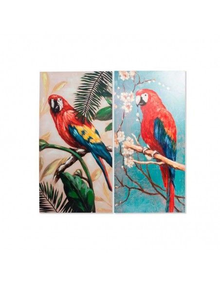 CUADRO LORO PAPAGAYO SET DE DOS 120x60