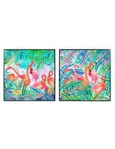 SET CUADRO MODERNO DE FLAMENCO ROSA 82x82