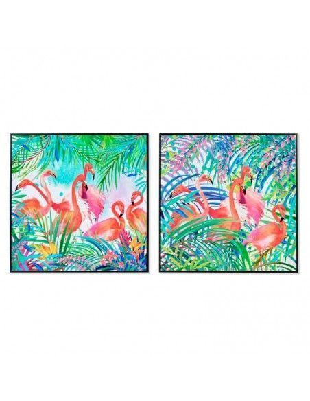 SET CUADRO MODERNO DE FLAMENCO ROSA 82x82