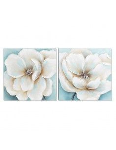 CUADRO FLOR BLANCA SET DE DOS 50x50