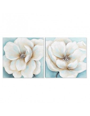 CUADRO FLOR BLANCA SET DE DOS 50x50
