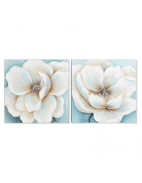 CUADRO FLOR BLANCA SET DE DOS 50x50