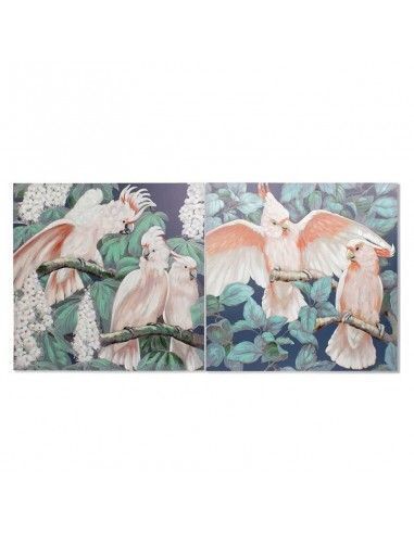 SET CUADRO LORO CACATUA 100x100