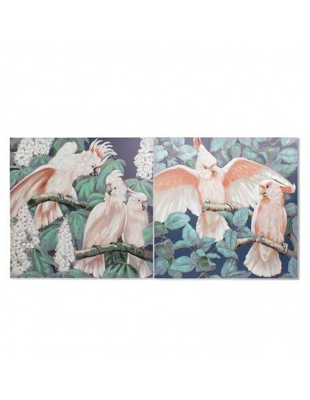 SET CUADRO LORO CACATUA 100x100