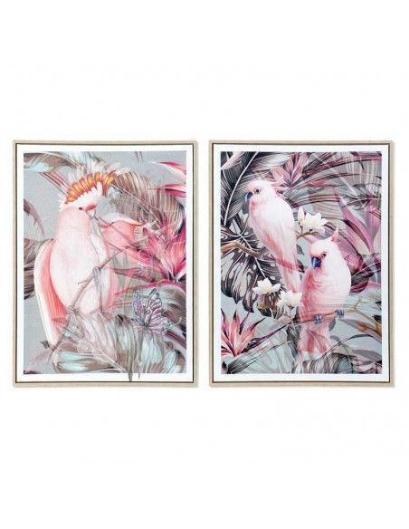 SET DE DOS CUADROS LORO CACATUA 60x60