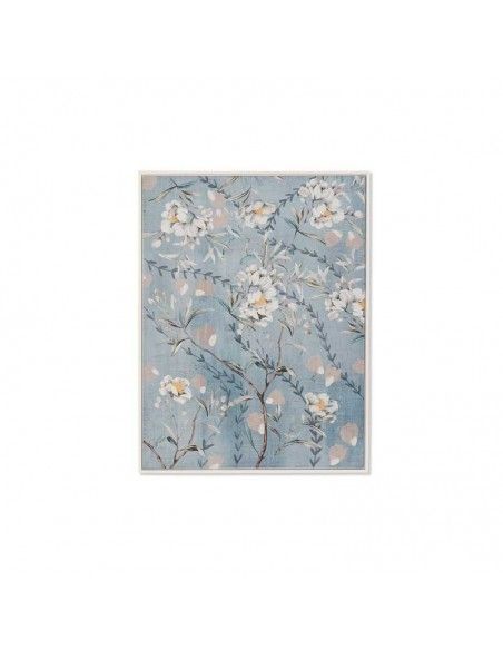 SET DE DOS CUADROS AZUL FLORES BLANCAS 80x60
