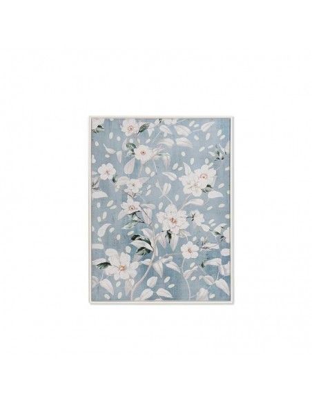 SET DE DOS CUADROS AZUL FLORES BLANCAS 80x60