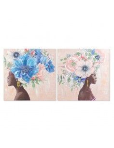 SET CUADRO AFRICANA CON TURBANTE 80X80