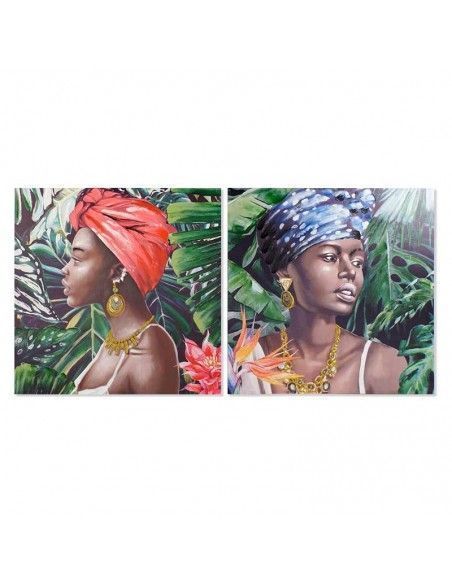 SET DE DOS CUADROS MUJER AFRICANA 80X80