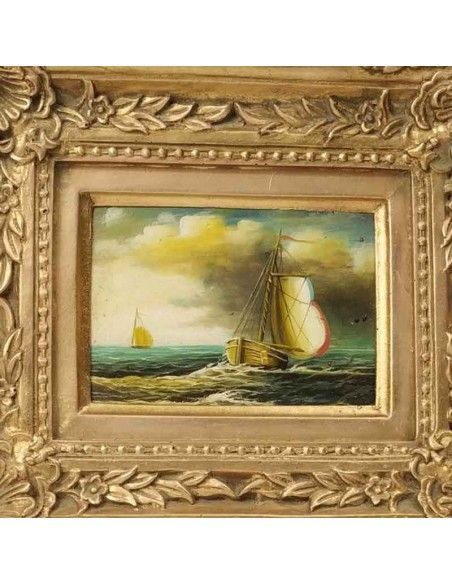 PAREJA DE CUADROS CLASICOS BARCO  o BODEGON 29 X 34