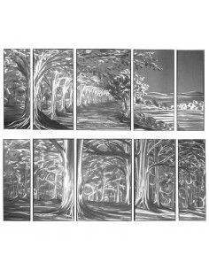 CUADRO ALUMINIO MODERNO CINCO PIEZAS BOSQUE 143x61