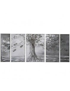 CUADRO ALUMINIO MODERNO CINCO PIEZAS ARBOL 143x61 2