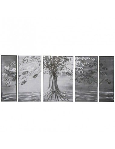 CUADRO ALUMINIO MODERNO CINCO PIEZAS ARBOL 143x61