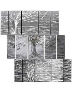 CUADRO ALUMINIO MODERNO CINCO PIEZAS ARBOL 143x61