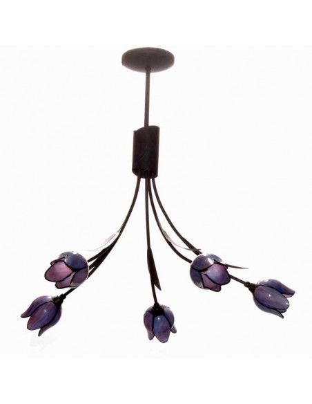 LAMPARA DE TECHO TIFFANY TULIPAN AZUL