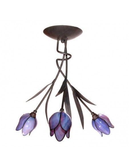 LAMPARA DE TECHO TIFFANY TULIPAN AZUL