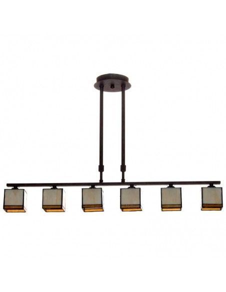 LAMPARA DE TECHO TIFFANY CUADRADO SEIS LUCES