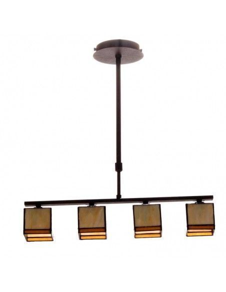 LAMPARA DE TECHO TIFFANY CUADRADO CUATRO LUCES