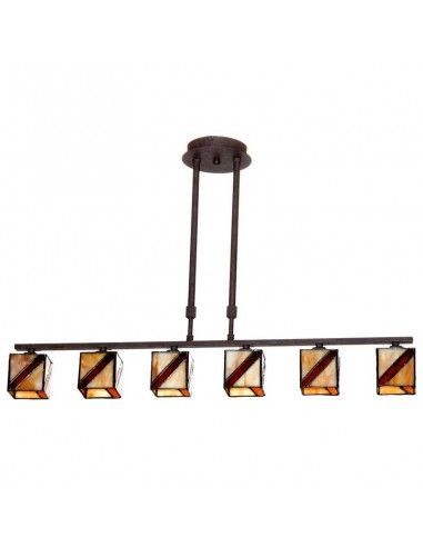 LAMPARA DE TECHO TIFFANY CUBO RAYA ROJA SEIS LUCES