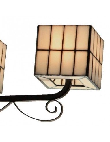 LAMPARA DE TECHO TIFFANY FORJA BLANCA