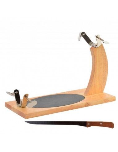 JAMONERO SET 2 PINO PIZARRA 45X20X29 CUCHILLO