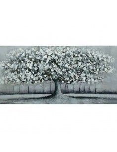 CUADRO EN LIENZO ARBOL DE LA VIDA PLATA 50x150 2