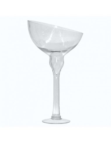 JARRON VIDRIO SILVER CLEAR COPA BASE ALTA 50x27