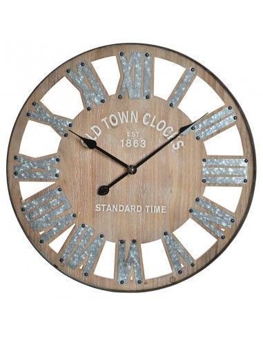 RELOJ DE PARED MADERA Y METAL 60cm